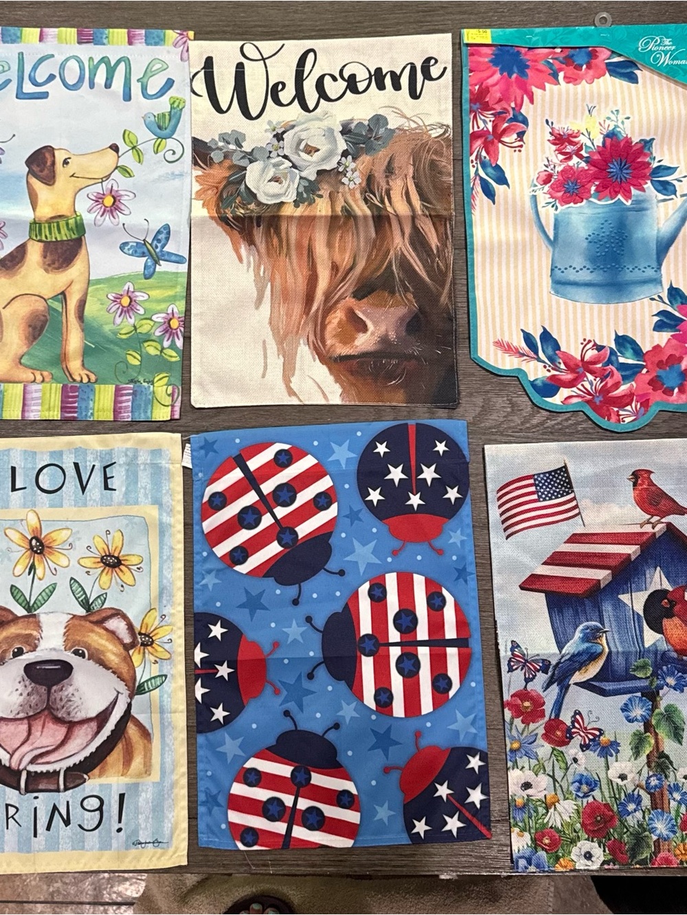 Assorted Decorative Small Garden Flags - Floral, Animal & Patriotic Designs